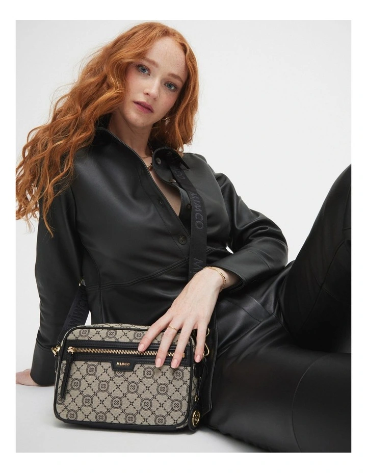 Mimco Mim-gram Crossbody Bag In Black Light Gold 4 Mimco Mim-gram Crossbody Bag In Black Light Gold - Image 2