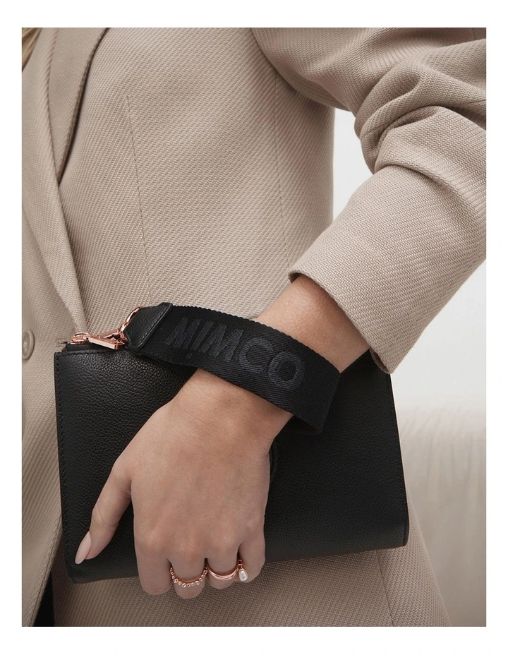 Mimco Webbing Wrist Strap In Black Rose Gold 4 Mimco Webbing Wrist Strap In Black Rose Gold - Image 2