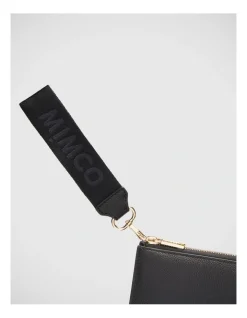 Mimco Webbing Wrist Strap In Black Light Gold