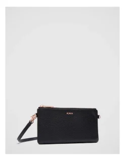 Mimco Classico Small Crossbody Pouch In Black Rose Gold