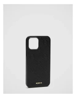 Mimco Mim-gram Phone Case For Iphone 13 Pro Max In Black Light Gold