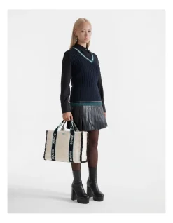 Mimco Stevie Tote Bag In Natural Black 8 Mimco Stevie Tote Bag In Natural Black -Mocha shop 992403100 2 720x928