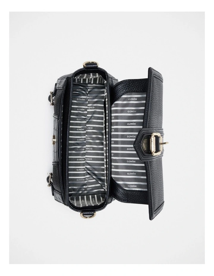 Mimco Zeppelin Satchel Bag In Black Light Gold 9 Mimco Zeppelin Satchel Bag In Black Light Gold - Image 7