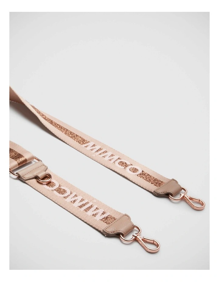 Mimco Sparkle Webbing Bag Strap In Almond Rose Gold 3 Mimco Sparkle Webbing Bag Strap In Almond Rose Gold