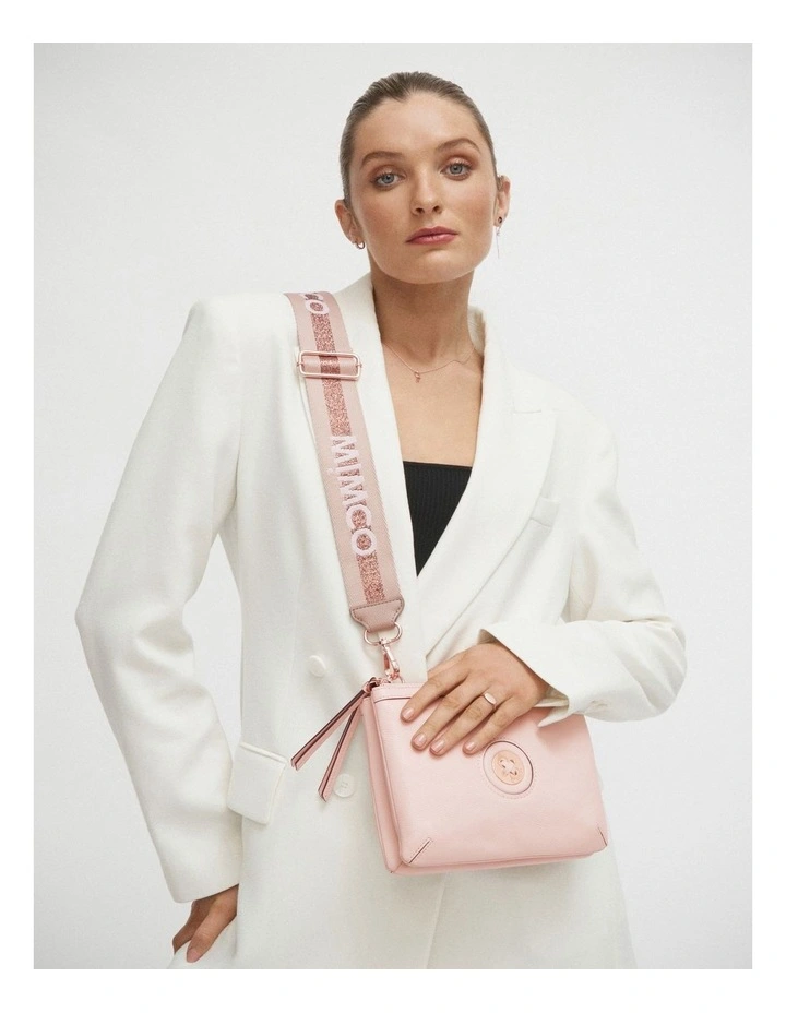 Mimco Sparkle Webbing Bag Strap In Almond Rose Gold 4 Mimco Sparkle Webbing Bag Strap In Almond Rose Gold - Image 2