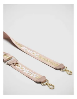 Mimco Sparkle Webbing Bag Strap In Almond Light Gold