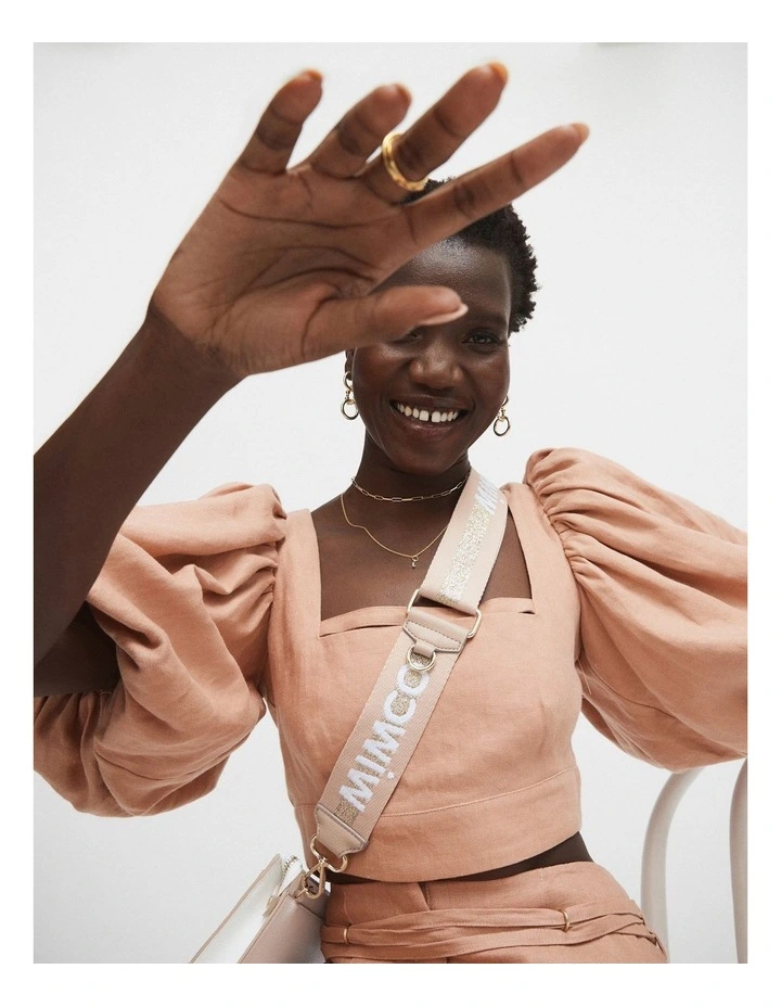 Mimco Sparkle Webbing Bag Strap In Almond Light Gold 4 Mimco Sparkle Webbing Bag Strap In Almond Light Gold - Image 2