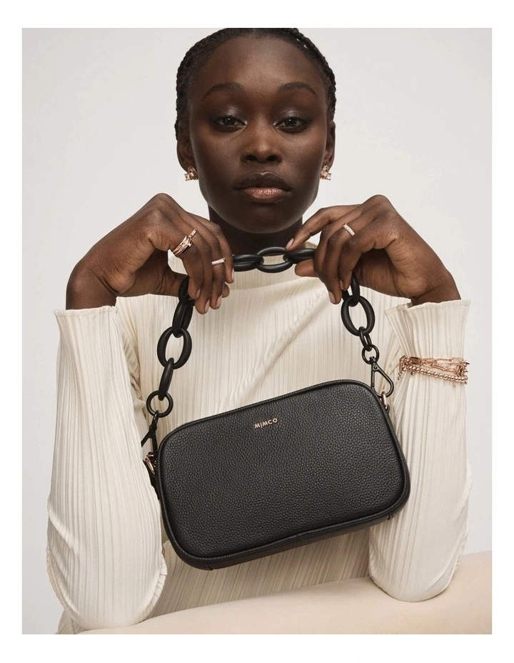 Mimco Classico Gusset Medium Pouch In Black Rose Gold 4 Mimco Classico Gusset Medium Pouch In Black Rose Gold - Image 2