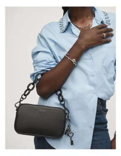 Mimco Classico Gusset Medium Pouch In Black Gunmetal -Mocha shop 992638900 5 720x928