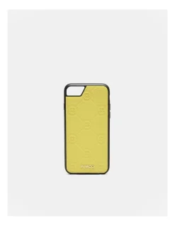 Mimco Mim-gram Phone Case For Iphone Se-8-7-6s-6 In Spiced Chartreuse