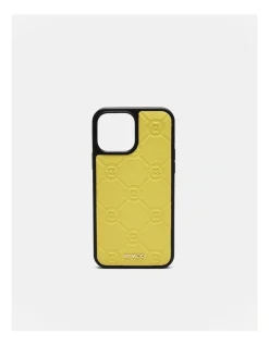 Mimco Mim-gram Phone Case For Iphone 13 Pro Max In Spiced Chartreuse