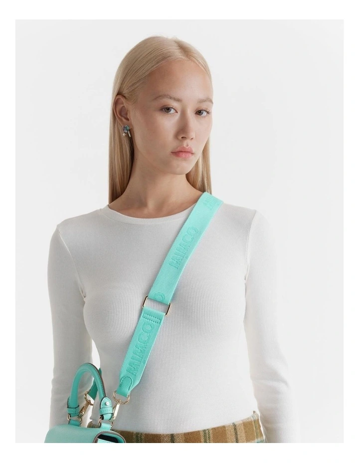 Mimco Webbing Bag Strap In Lagoon 4 Mimco Webbing Bag Strap In Lagoon - Image 2