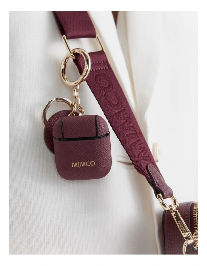 Mimco Mimpod Airpod Keyring Case In Rich Berry 4 Mimco Mimpod Airpod Keyring Case In Rich Berry - Image 2