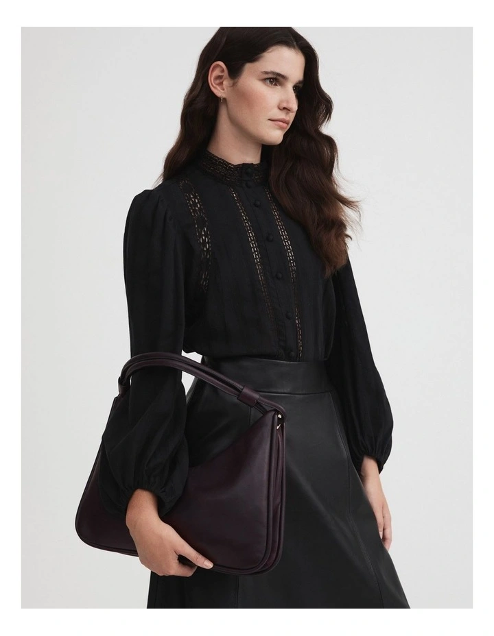 Witchery Soft Leather Shoulder Bag In Plum 7 Witchery Soft Leather Shoulder Bag In Plum - Image 5