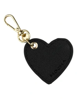 Mocha Initial Heart Saffiano Keyring Black