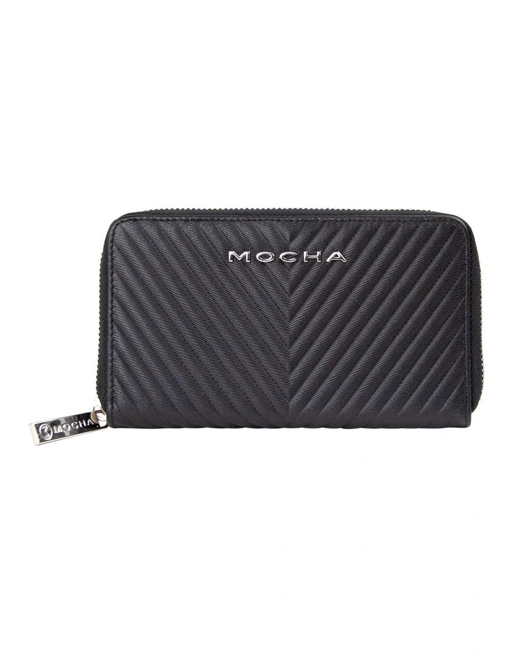 Mocha Small Chevron Leather Wallet Black/Silver 3 Mocha Small Chevron Leather Wallet Black/Silver