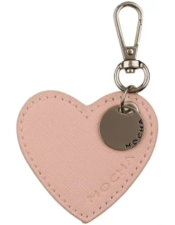 Mocha Initial Heart Keyring Pink/Silver