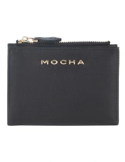 Mocha Classic Mini Black Leather Wallet