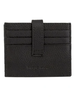 Mocha Leather Foldover Card Holder Black