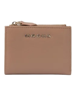 Mocha Classic Mini Leather Wallet In Taupe