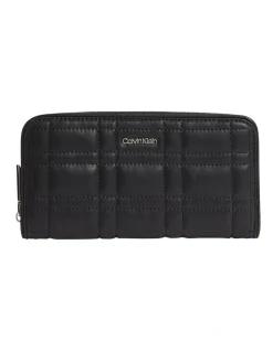 Calvin Klein Ck Touch Large Zip Around Recycled Wallet In Black