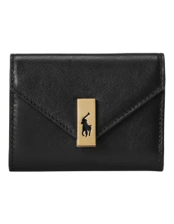 Polo Ralph Lauren Polo ID Leather Fold-Over Card Case In Black
