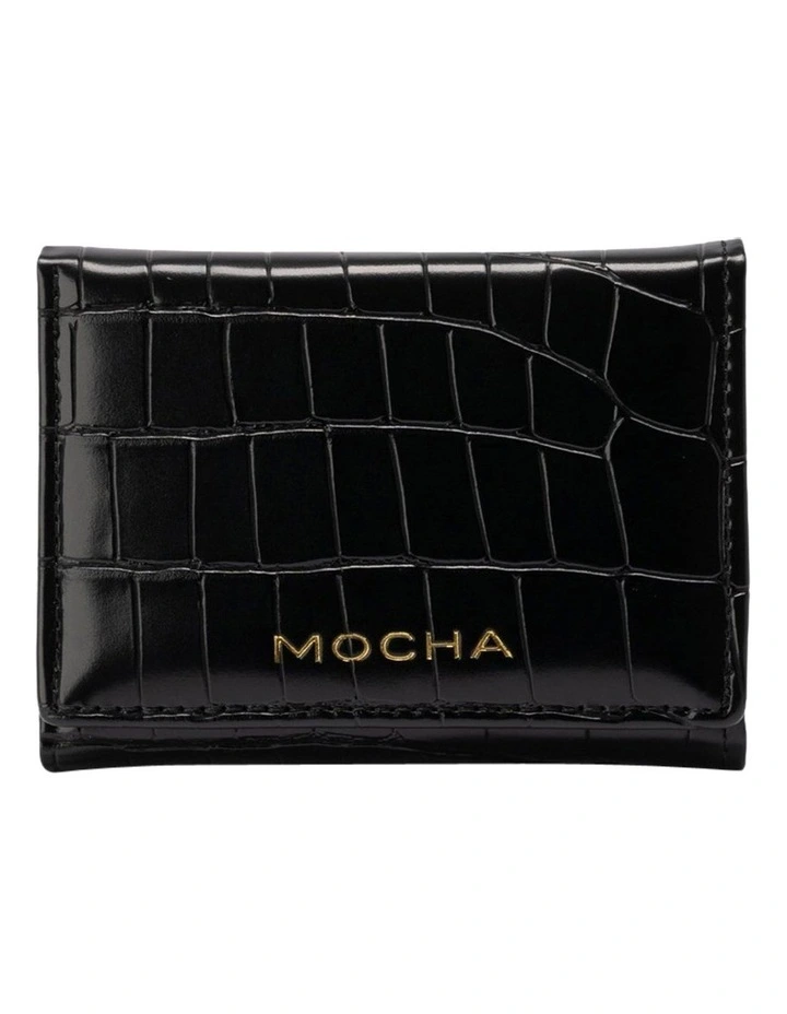 Mocha Bindi Croc-Embossed Mini Wallet In Black 3 Mocha Bindi Croc-Embossed Mini Wallet In Black