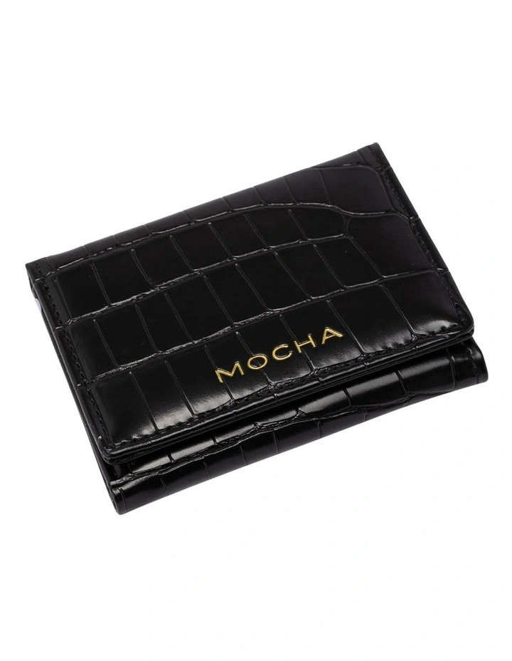 Mocha Bindi Croc-Embossed Mini Wallet In Black 5 Mocha Bindi Croc-Embossed Mini Wallet In Black - Image 3