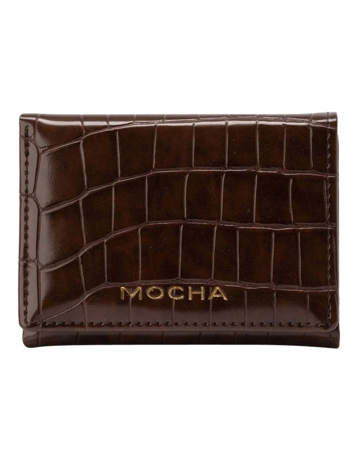 Mocha Bindi Croc-Embossed Mini Wallet In Chocolate 3 Mocha Bindi Croc-Embossed Mini Wallet In Chocolate