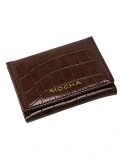 Mocha Bindi Croc-Embossed Mini Wallet In Chocolate 7 Mocha Bindi Croc-Embossed Mini Wallet In Chocolate -Mocha shop 958714300 3 720x928
