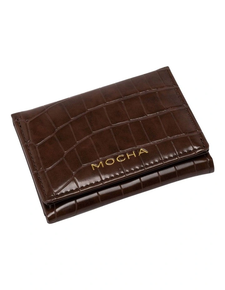 Mocha Bindi Croc-Embossed Mini Wallet In Chocolate 5 Mocha Bindi Croc-Embossed Mini Wallet In Chocolate - Image 3