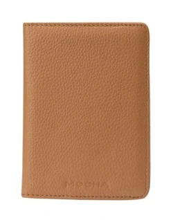 Mocha Leather Passport Holder In Brown