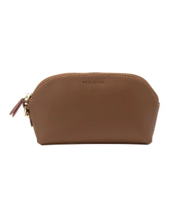 Mocha Shell Leather Coin Wallet In Brown