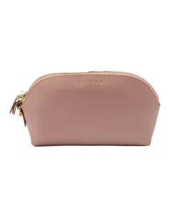 Mocha Shell Leather Coin Wallet In Pink
