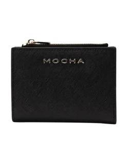 Mocha Kristin Mini Leather Wallet In Black