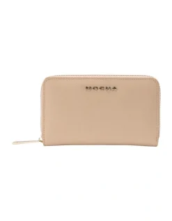 Mocha Kristin Leather Wallet In Cream