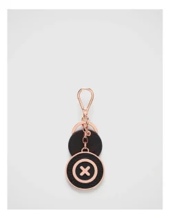 Mimco D-vine Keyring In Black Rose Gold