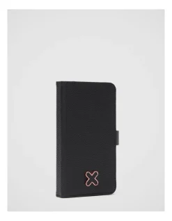 Mimco Hendrix Flip Case For Iphone 12-12 Pro In Black Rose Gold