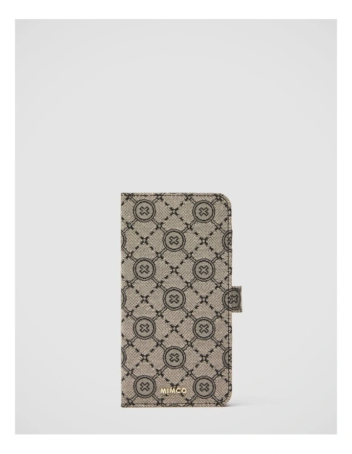 Mimco Mim-gram Flip Case For Iphone 13 Pro Max In Black Light Gold 3 Mimco Mim-gram Flip Case For Iphone 13 Pro Max In Black Light Gold