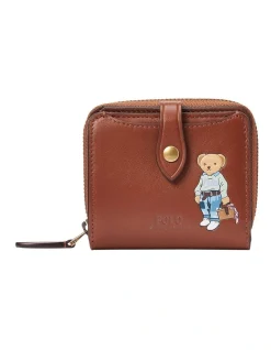 Polo Ralph Lauren New Orleans Polo Bear Compact Wallet In Brown