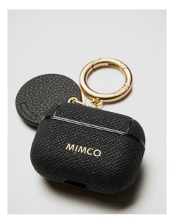Mimco Mimpod Airpod Pro Keyring Case In Black Light Gold