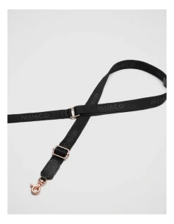 Mimco Tech Webbing Bag Strap In Black Rose Gold