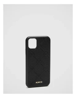 Mimco Mim-gram Phone Case For Iphone 11 In Black Light Gold