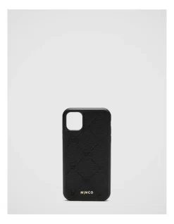 Mimco Mim-gram Phone Case For Iphone 11 In Black Light Gold -Mocha shop 990640990 2 720x928