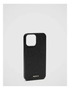 Mimco Mim-gram Phone Case For Iphone 13-13 Pro In Black Light Gold