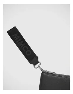 Mimco Webbing Wrist Strap In Black Gunmetal