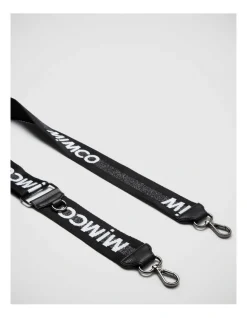 Mimco Sparkle Webbing Bag Strap In Black Gunmetal