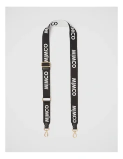 Mimco Webbing Bag Strap In Black White