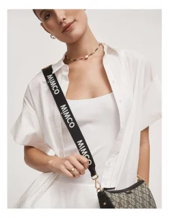 Mimco Webbing Bag Strap In Black White -Mocha shop 992642230 3 720x928