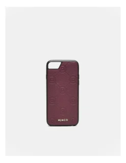 Mimco Mim-gram Phone Case For Iphone Se-8-7-6s-6 In Rich Berry